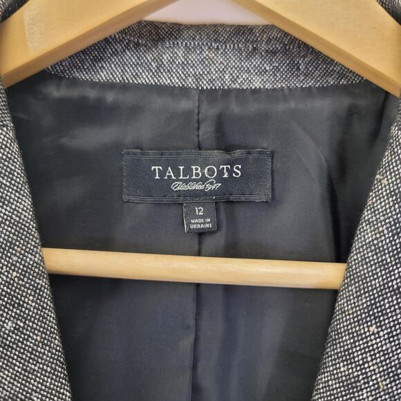 Talbots Blazer Size 12 Wood Blend Tweed Two Button Multiple Pockets Lined Career - Picture 4 of 11